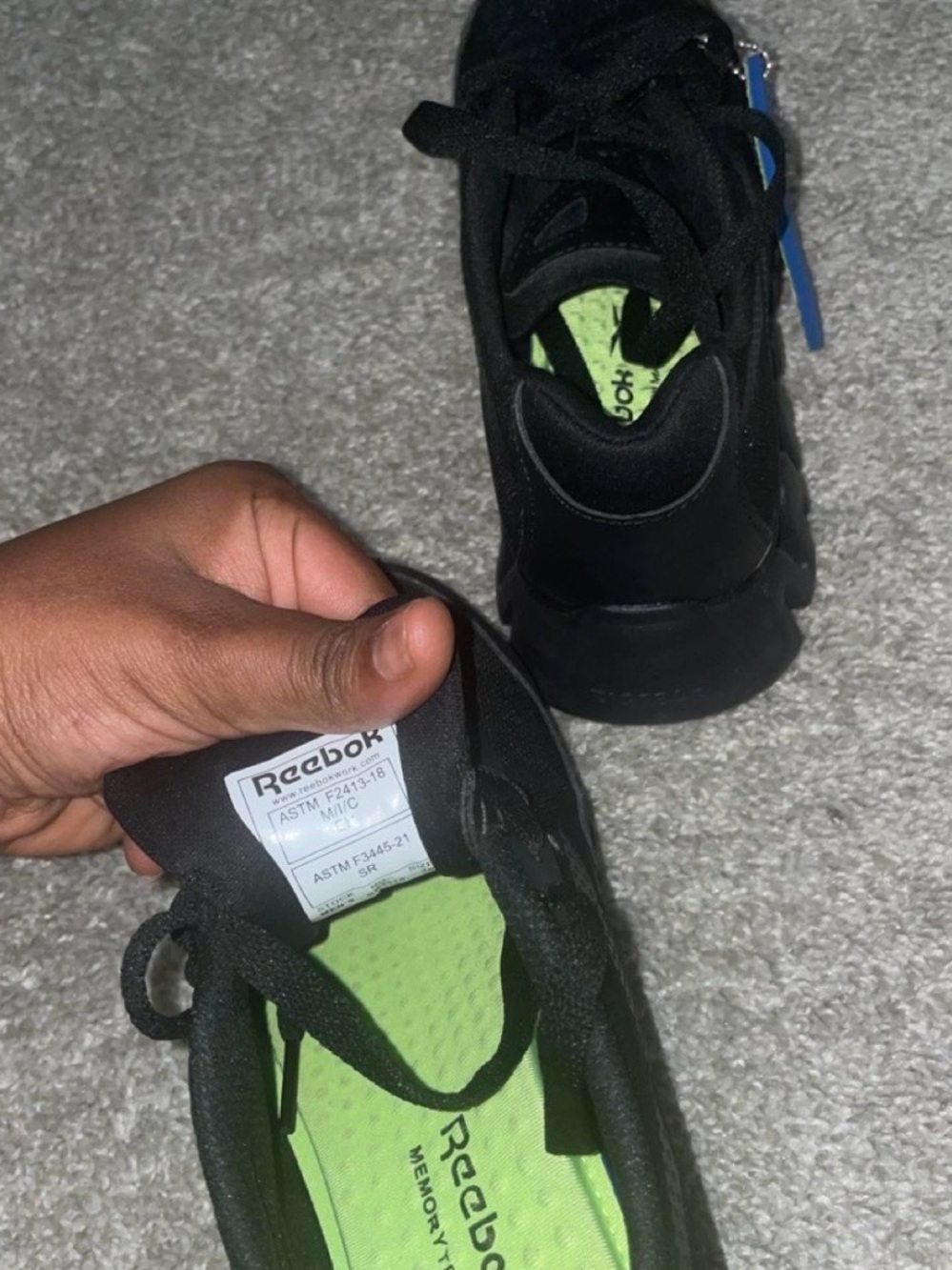 Reebok Kids Black Sneakers with Lime Insole